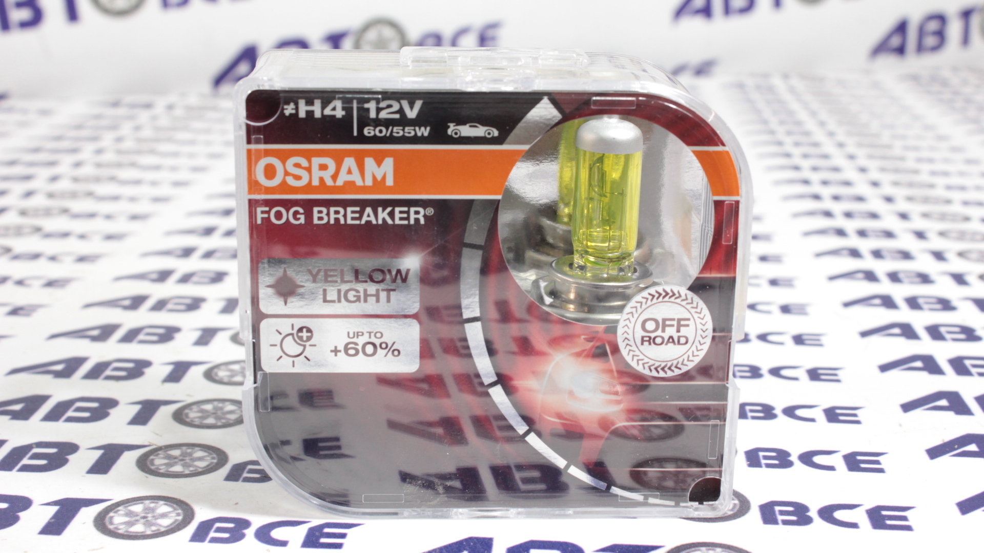 Лампа фары (галогенная) Ближний-Дальний свет H4 12V 60\55W +60% FOG BREAKER (комплект 2шт) OSRAM